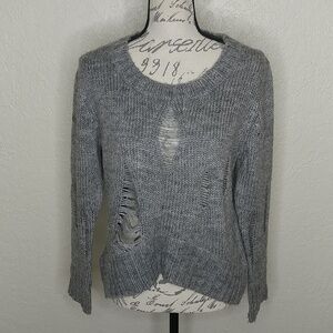 Katsumi Distressed Preppy Grunge Wool Blend Sweater Gray Size S/M